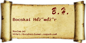 Bocskai Hümér névjegykártya